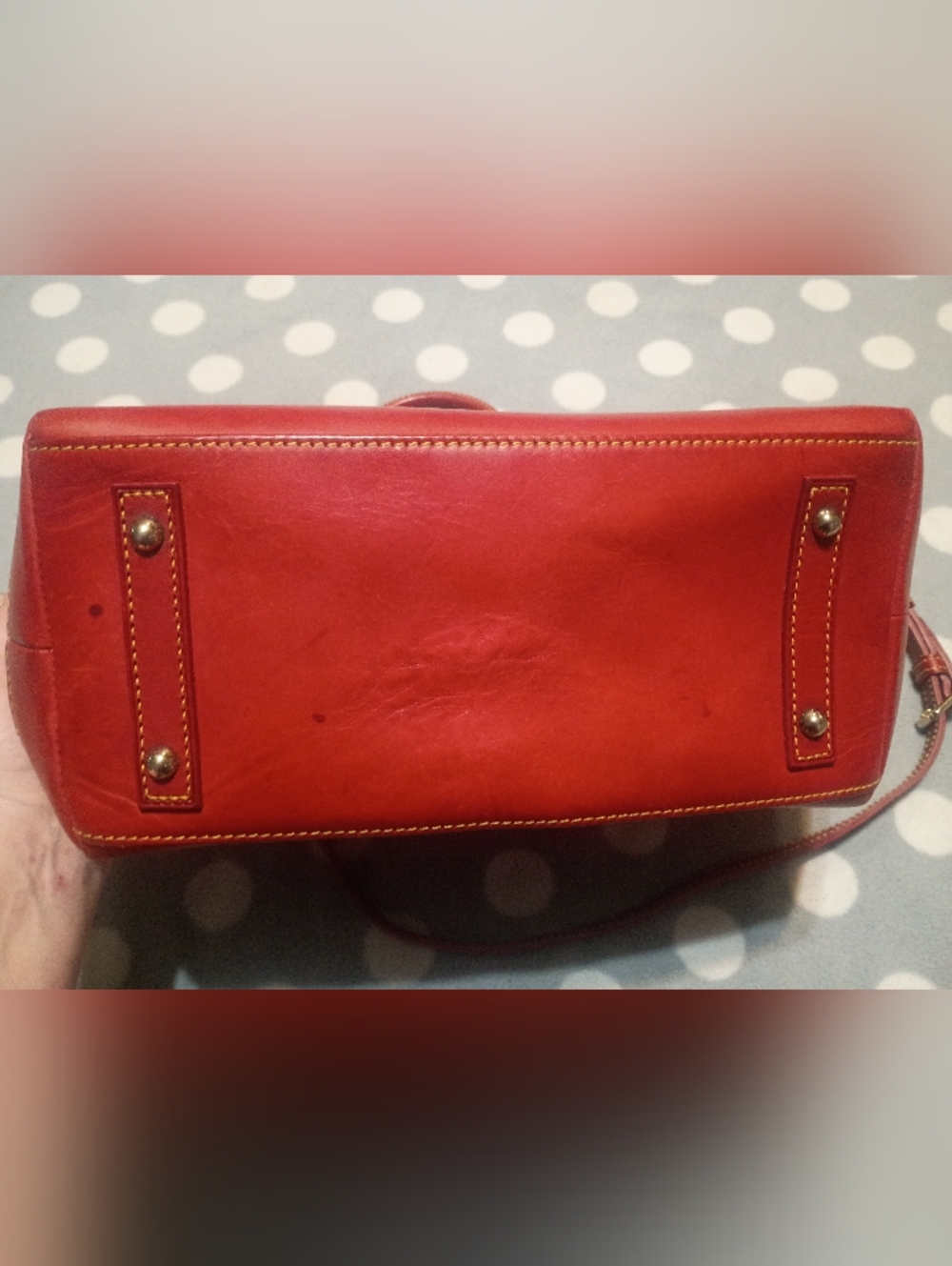 Dooney And Bourke Red Croc-Embossed Leather Satchel Handbag - Picture 8 of 9